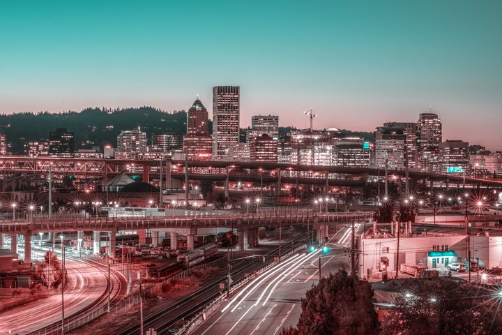 Portland, Oregon, USA - Abendlicht