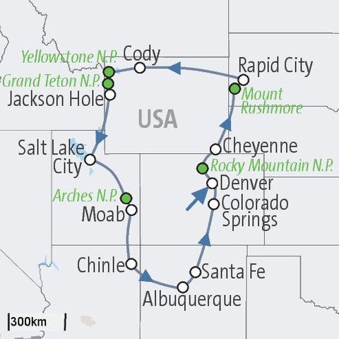 USA Rundreise - Routenkarte