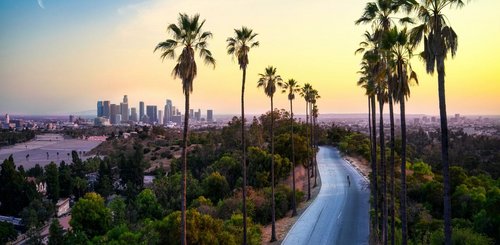 USA Reise- Los Angeles bei Abenddämmerung