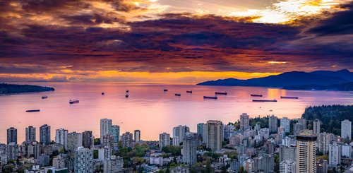 Kanada Reise - English Bay in Vancouver am Abend